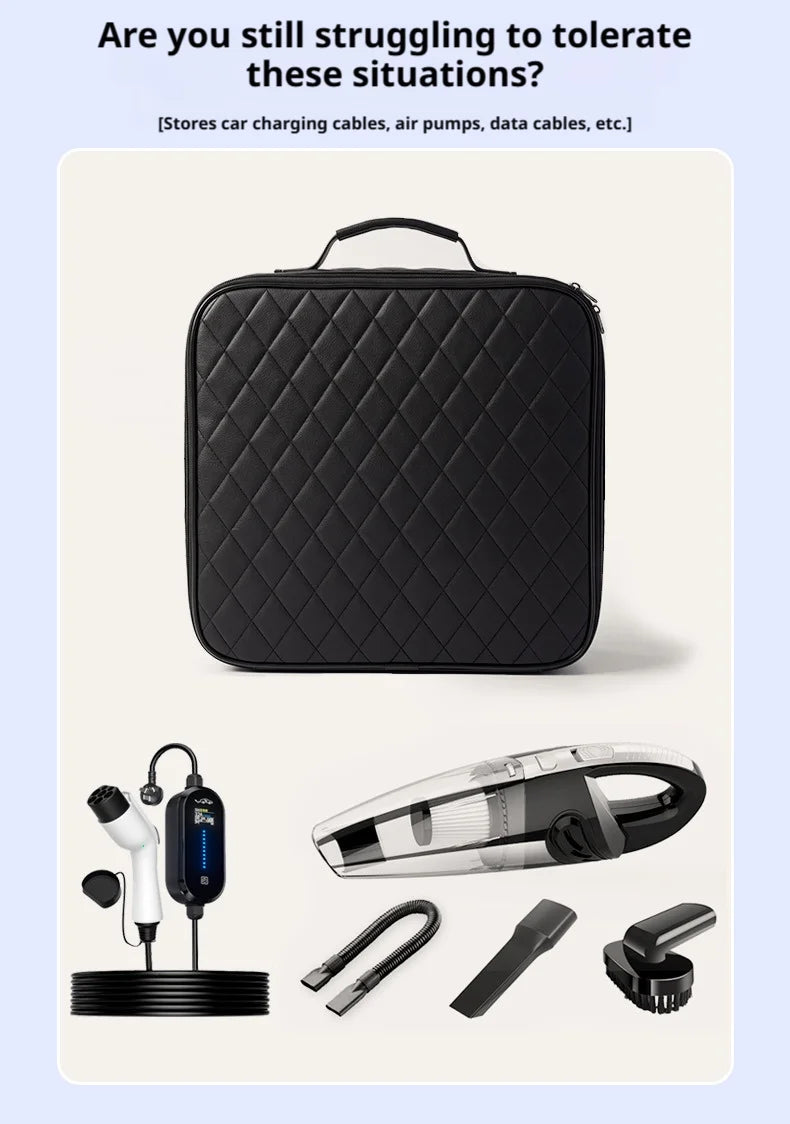 EV Charging Cable Storage Bag for Car Trunk