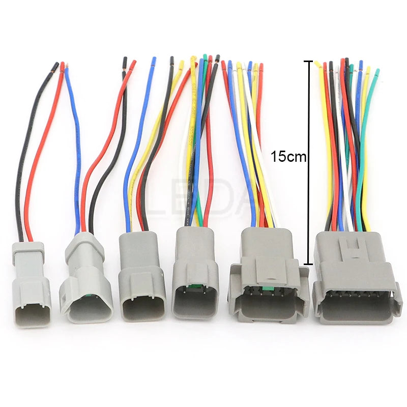 DT Waterproof Wire Connector with 15cm Leads, 2 to 12 Pin
