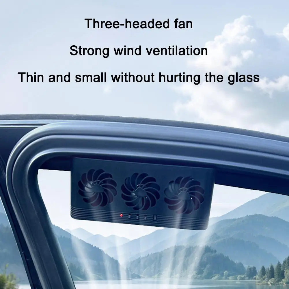 Solar Powered Car Window Exhaust Fan, 3 Air Outlets
