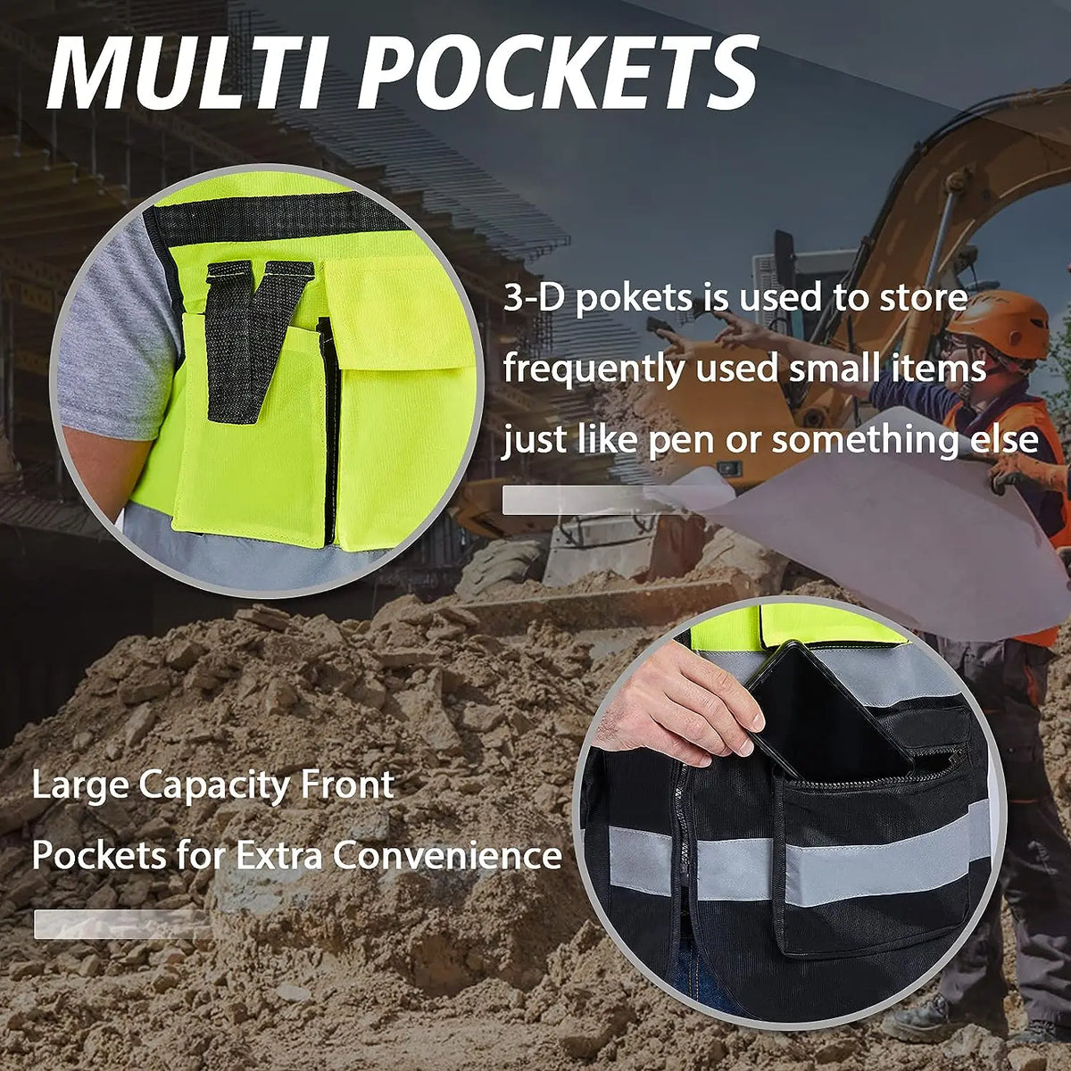 Custom Logo Two-Tone Work Vest with Pockets & Zipper - image 4