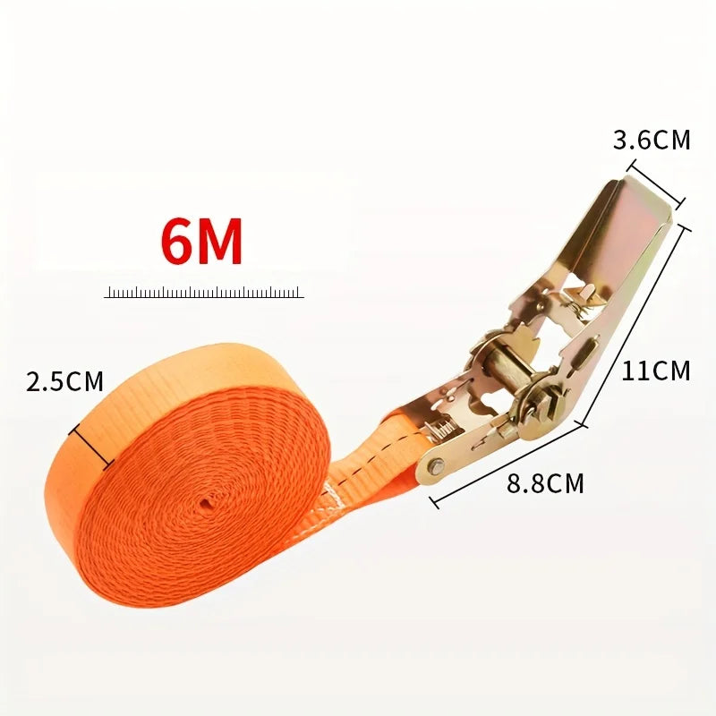 Heavy-Duty Car and Truck Front Cargo Ratchet Strap with Metal Buckle Adjustable