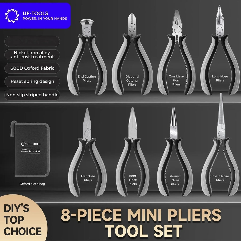 8-Piece Mini Pliers Set with Tool Bag