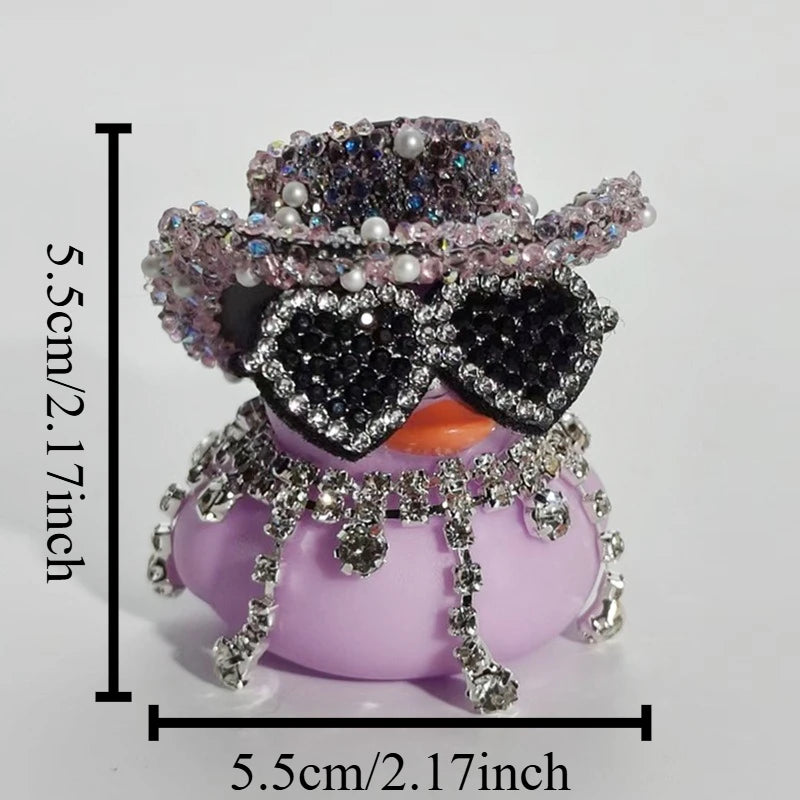 Luxury Pink & Black Diamond Rubber Duck Car Dashboard Ornament - image 2