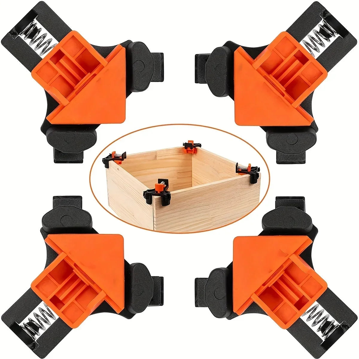 4PCS Right Angle Fixing Clip Woodworking Clamp Adjustable Swing Corner Clamp Corner Clip Fixer for Welding Drilling Cabinets