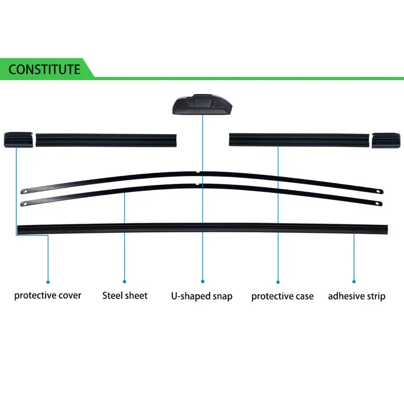 Frameless Wiper Blades for Toyota Yaris Vitz 1999-2005 (2 Pack) - image 3