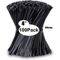 Zip Ties Assorted Sizes(4”+6”+8”+12”), 100/400 Pack Black Cable Ties UV Resistant Wire Ties