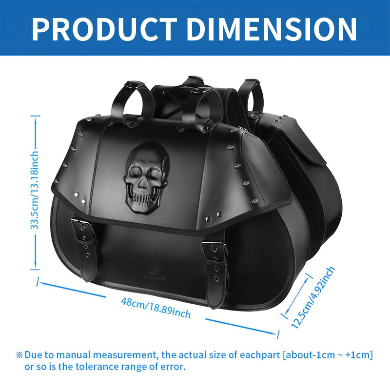 34L PU Leather Motorcycle Saddlebags, Water-Resistant - image 7