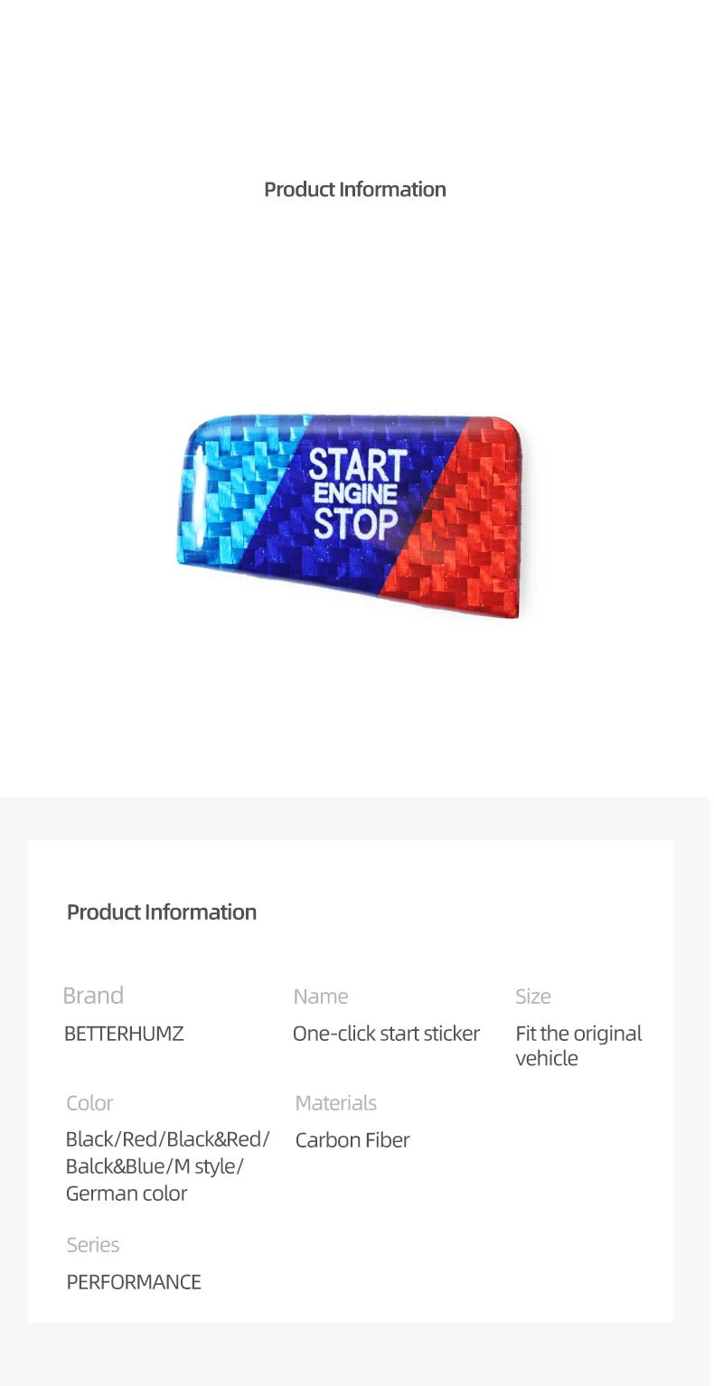 Carbon Fiber Look Start/Stop Button Sticker for 5 Series, X3