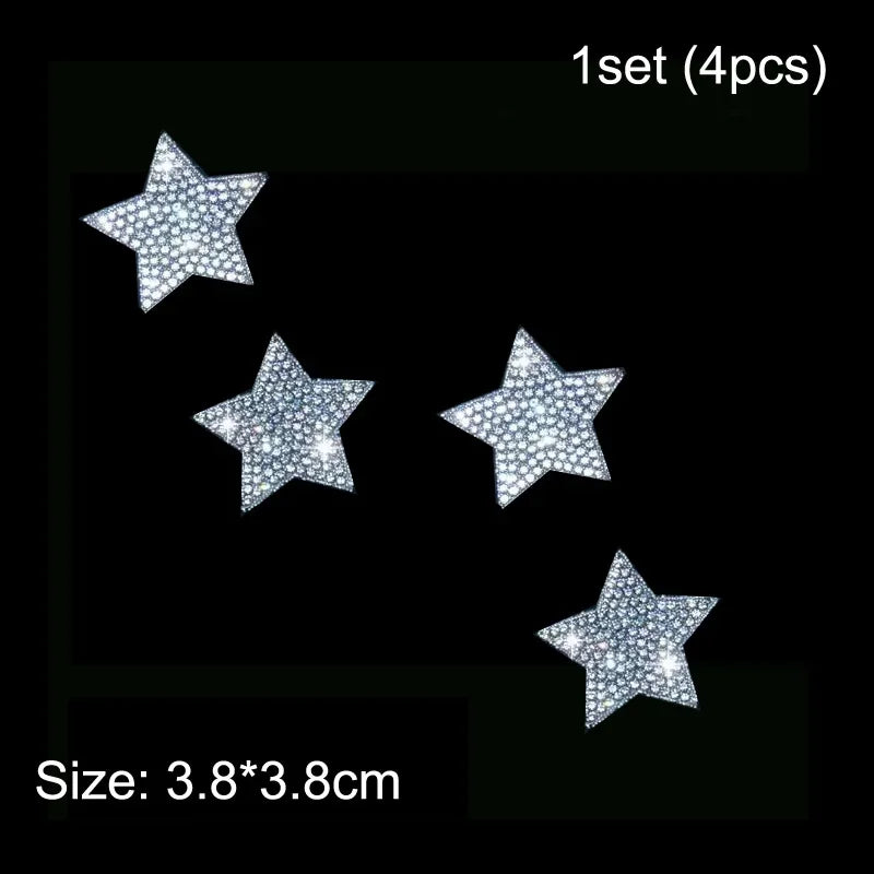 Rhinestone Car Stickers with Angel Wings, Hearts, Stars and Crowns