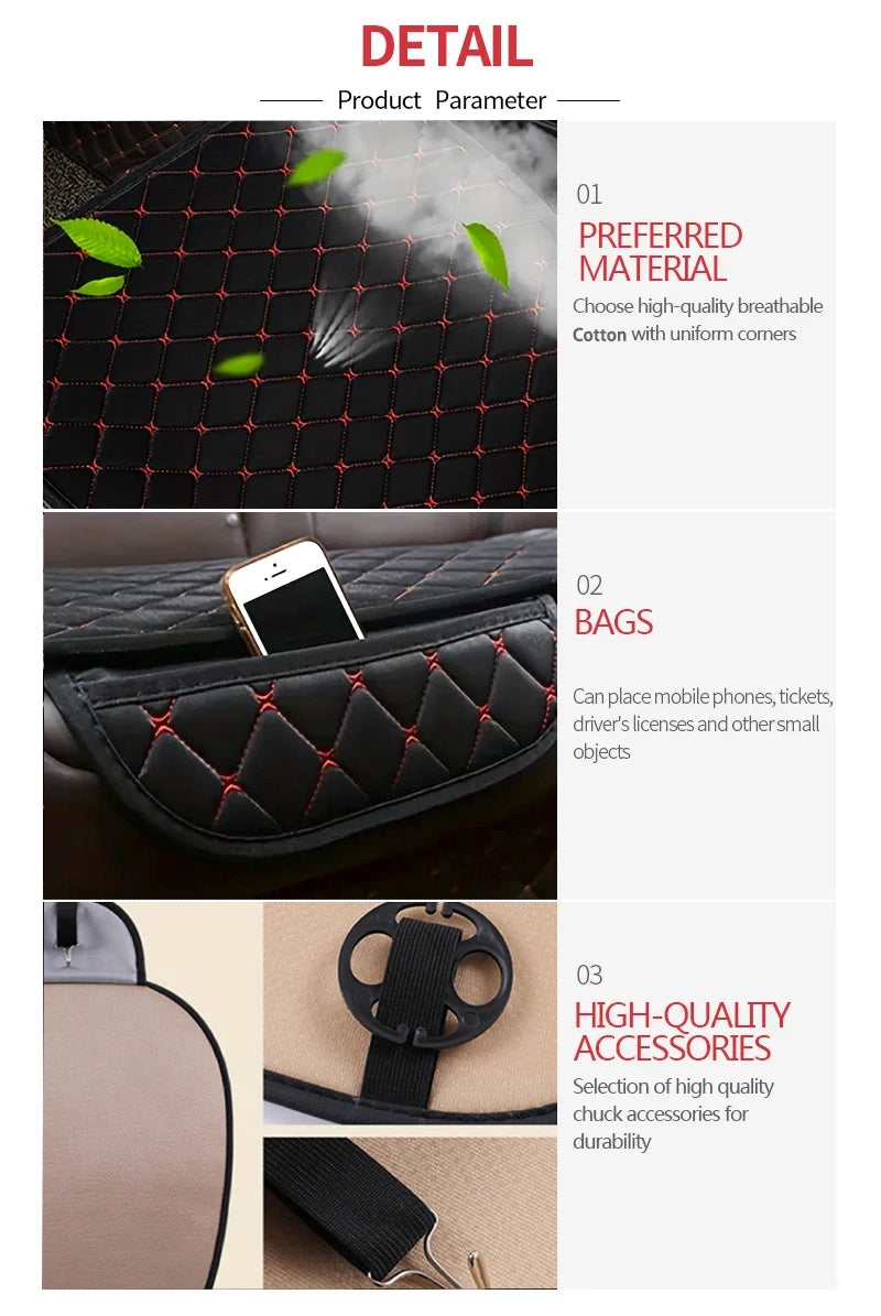 Cotton Linen Car Seat Cover Set, 3 Pieces