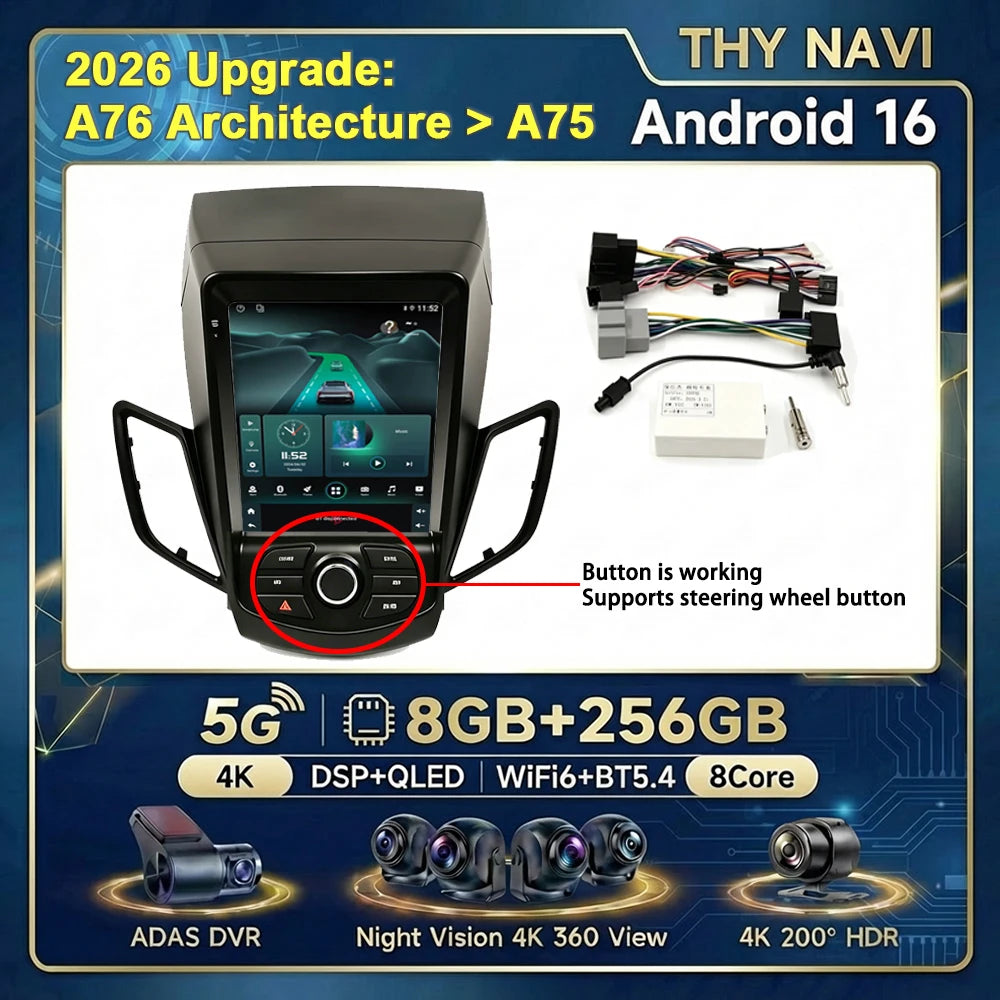 9.7" Android Car Stereo + CarPlay for Ford Fiesta MK6/MK7