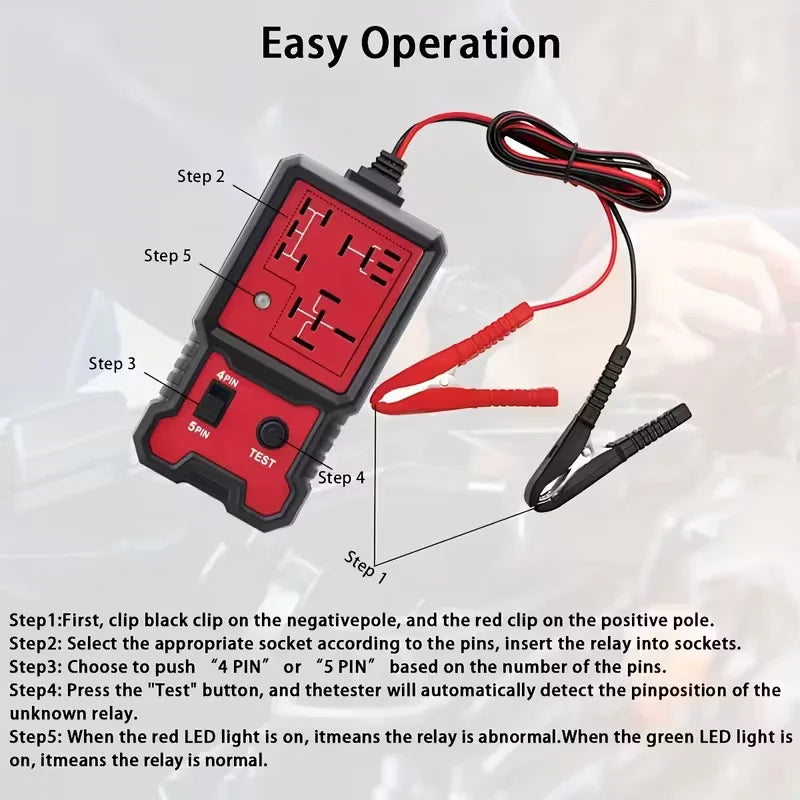 12V Relay Tester with Battery Clamp – 4-Pin/5-Pin Automotive Tool - image 5