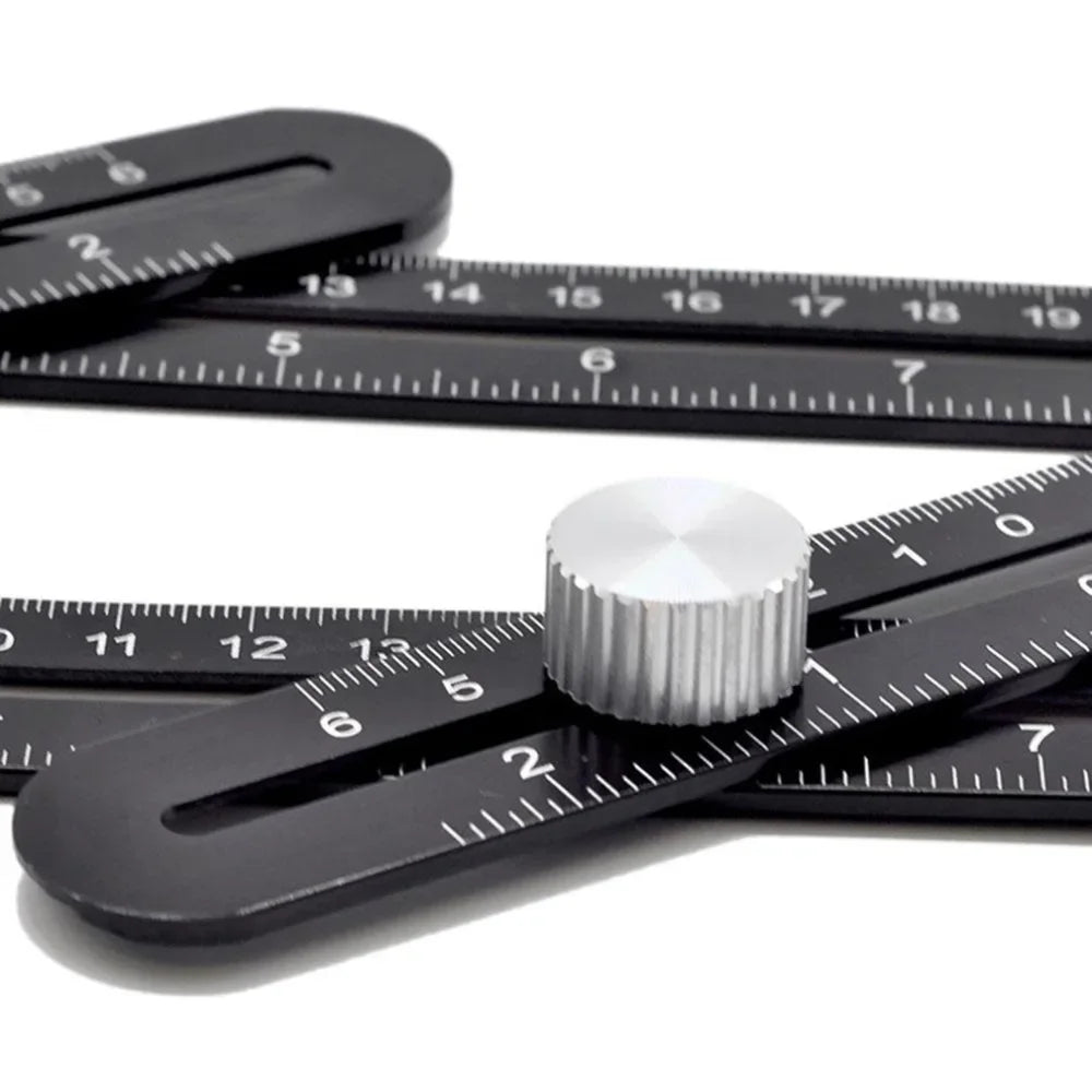 6 Fold Angle Measuring Ruler Aluminum Alloy Perforated Template Construction Tool for Tile Hole Drilling Guide