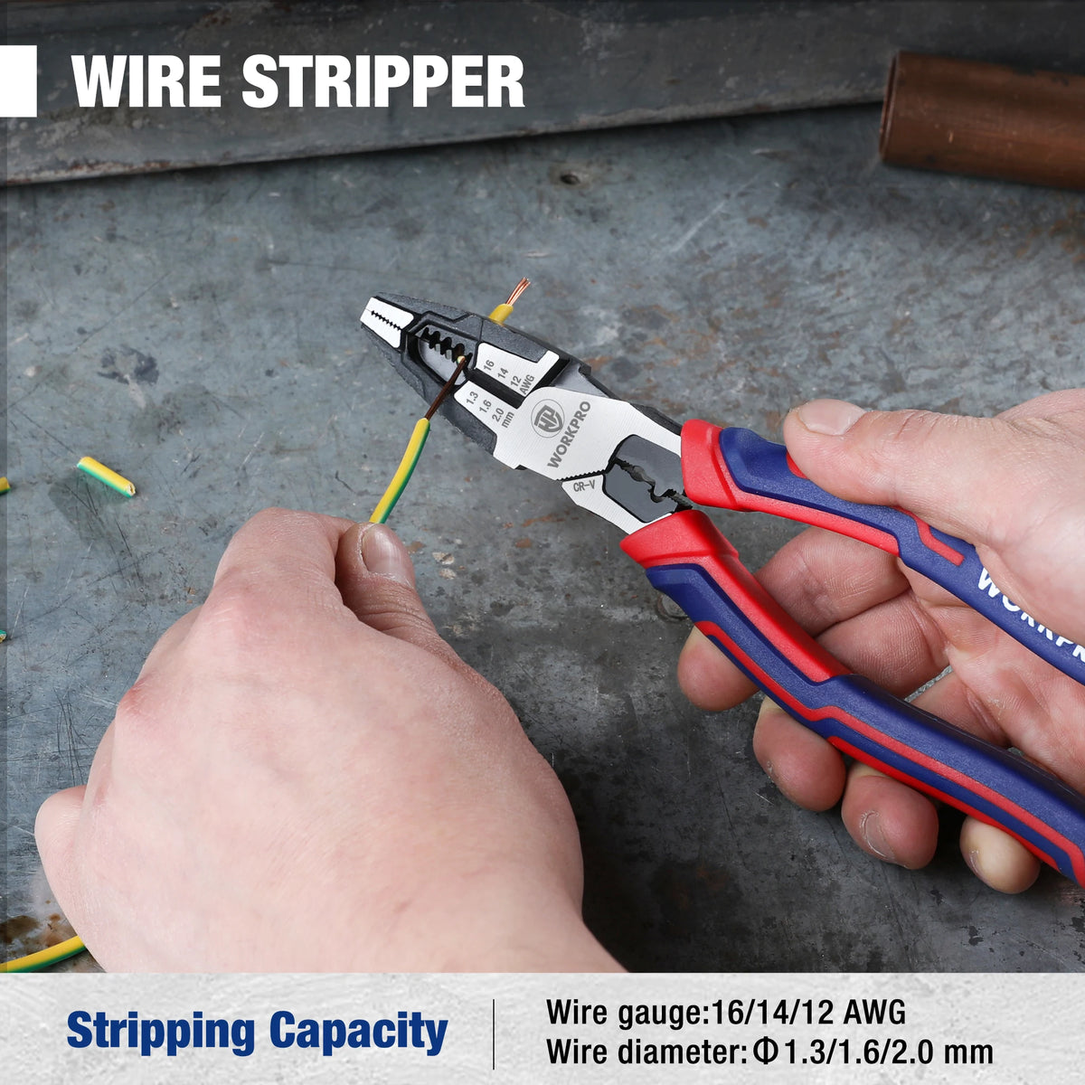 WORKPRO 8-in Linesman Pliers with Wire Cutter & Stripper, CRV Steel - image 4
