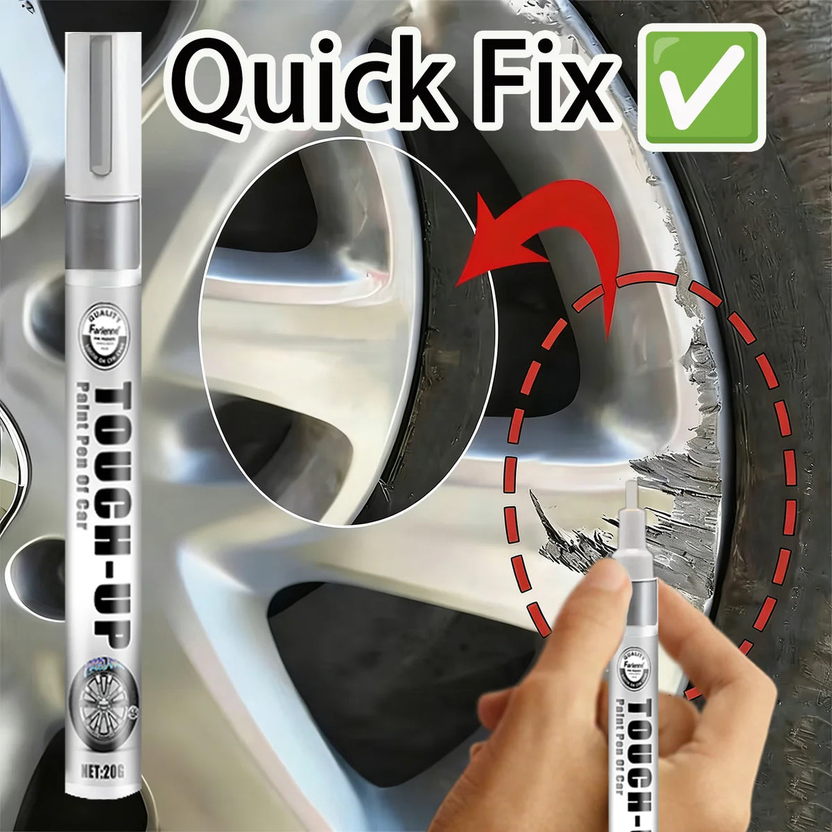Silver Wheel Rim Touch-Up Paint Pen for Scratches and Chips - view 8
