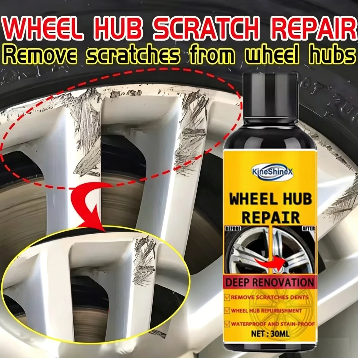 Wheel Rim Scratch Repair Paste - Restore Aluminum & Steel Rims (50ml)