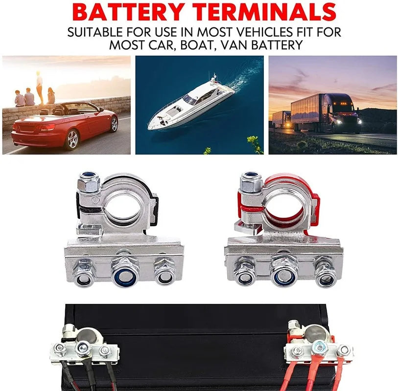 12V/24V Top Post Battery Terminal Connectors, Pair