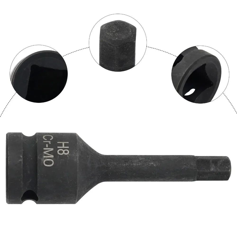 1/2 Inch Impact Hex Bit Socket Set H4-H22 Allen Bit Sockets for Car Bike Repair