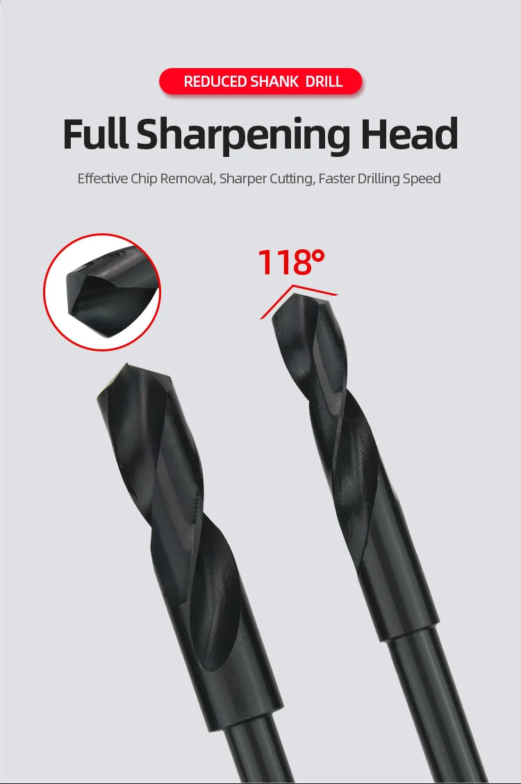 ABAOTE Reduced Shank Nitride Coating Twist Drill HSS Twist Drill Bit 13MM-50MM Hole Cutter For Wood/Metal Drilling Bit Gun Drill