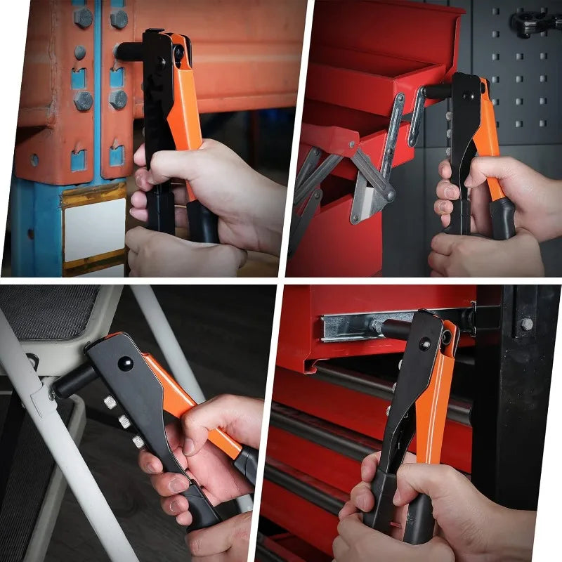 Heavy Duty Rivet Gun Hand Riveter Set for Automotive Furniture Marine Repairs