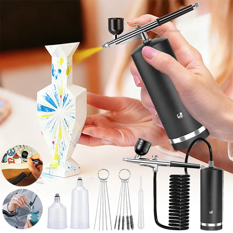 Airbrush with Compressor Paint Spray Gun Airbrush Painting Mini Spray Gun for Paint Modeling Crafts Airbrush Kit with Compressor