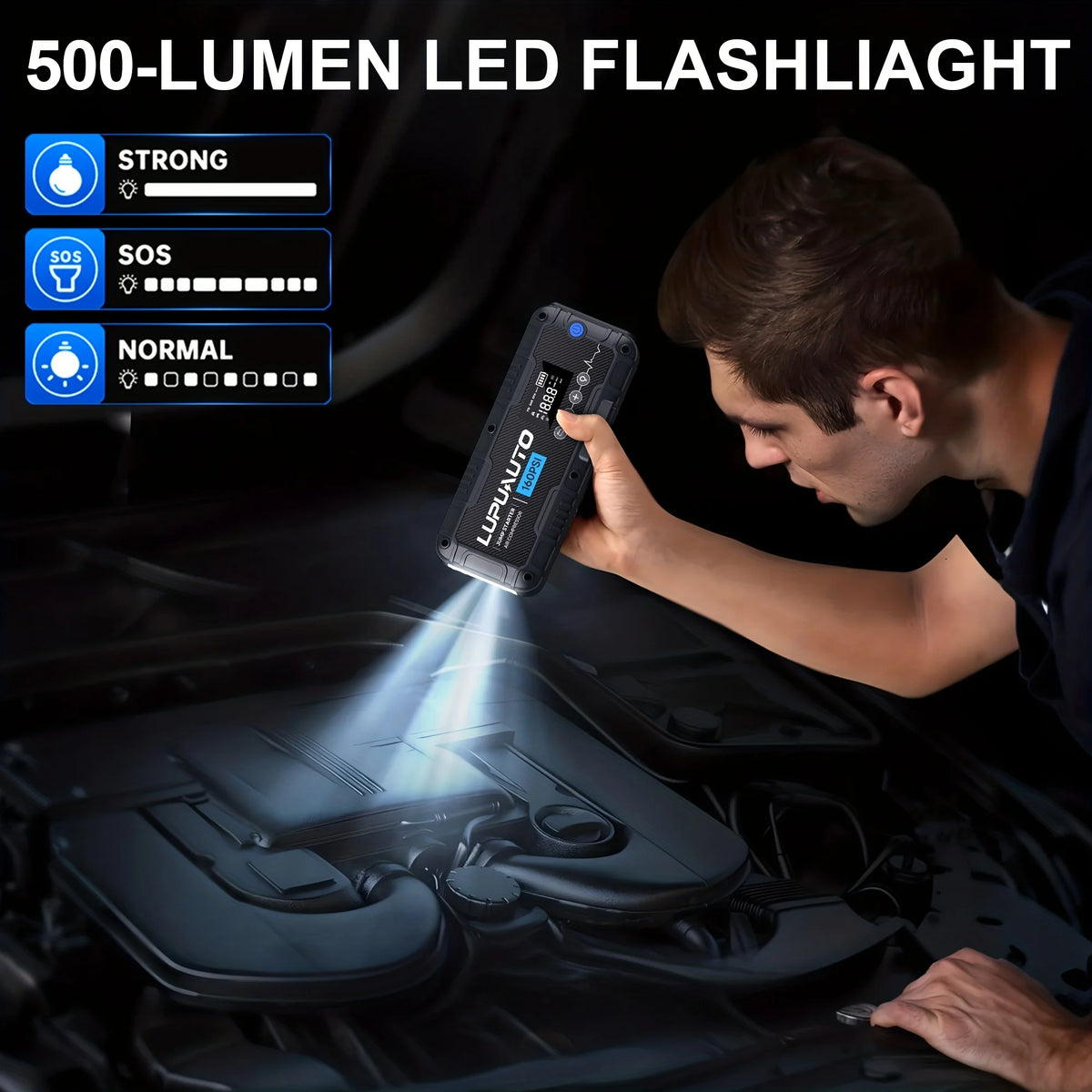 4-in-1 4000A Jump Starter with Tire Inflator & Power Bank - image 12