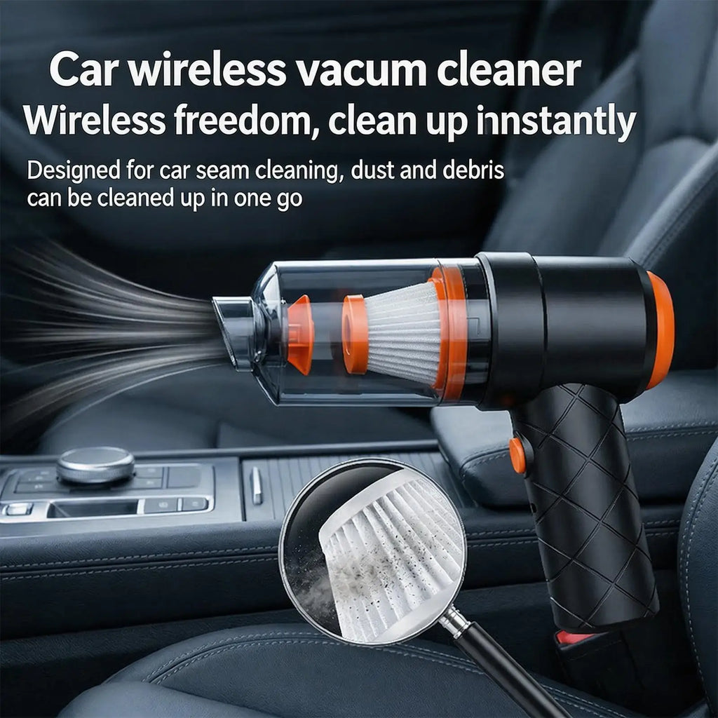 Portable Cordless Car Vacuum - High Power Handheld Cleaner for Auto Interior, Seat & Upholstery, Mini Vacuum for Home, Office