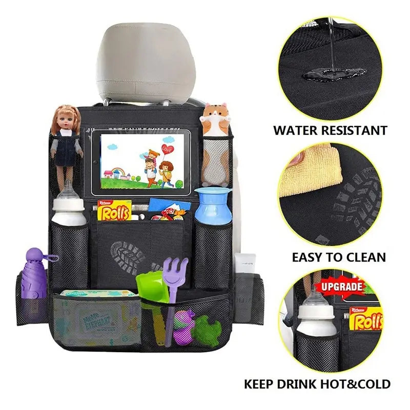 Car Back Seat Organizer with Tablet Holder and Storage Pockets