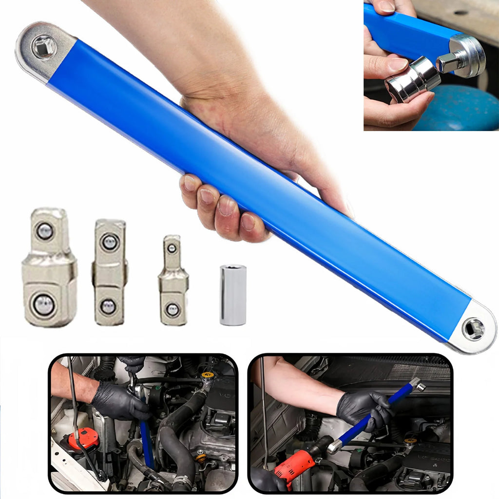 2-in-1 Offset Ratchet Extension Wrench 15.4" with 4 Adapters - image 8