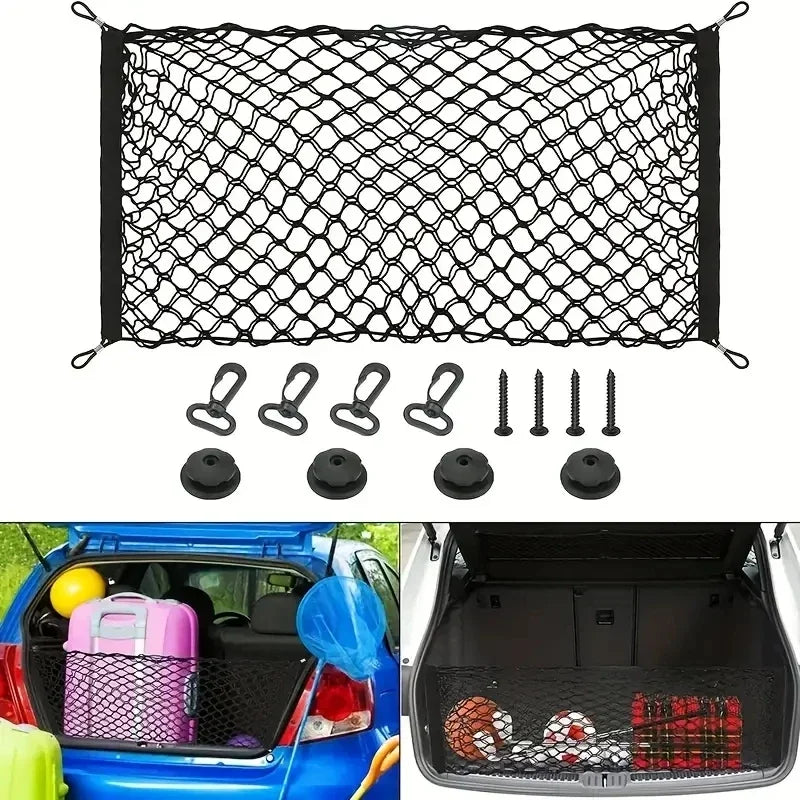 Car Trunk Net Universal Car Mesh Bag Auto Rear Trunk Storage Net Luggage Cargo Net Pocket For Car Motorcycle Trucks ATV