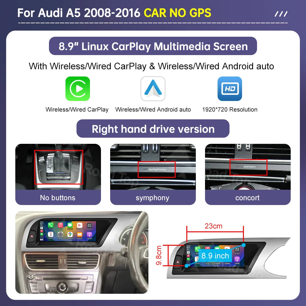 Audi A5 10.2" Wireless CarPlay Multimedia Touch Screen - image 12