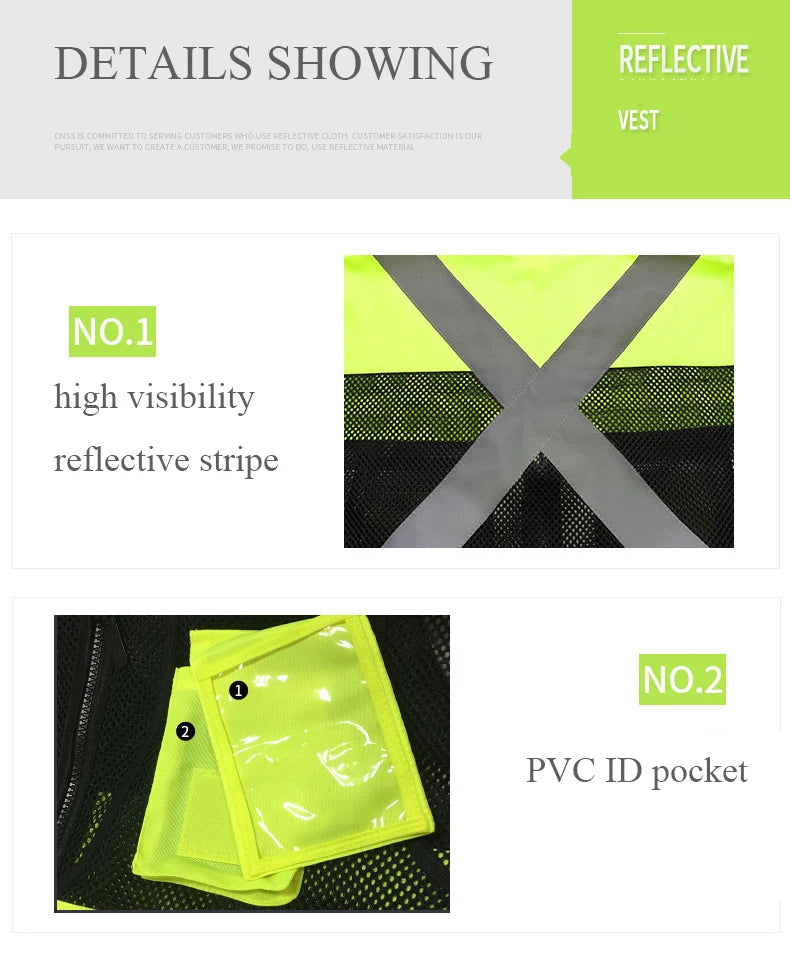 Custom Logo Breathable Mesh Hi-Vis Vest with Tool Pockets - image 10