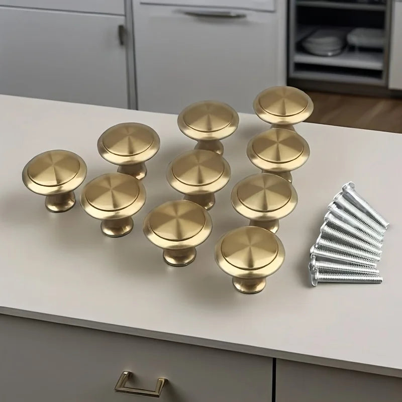 8-Piece Gold Single-Hole Cabinet Drawer Pulls