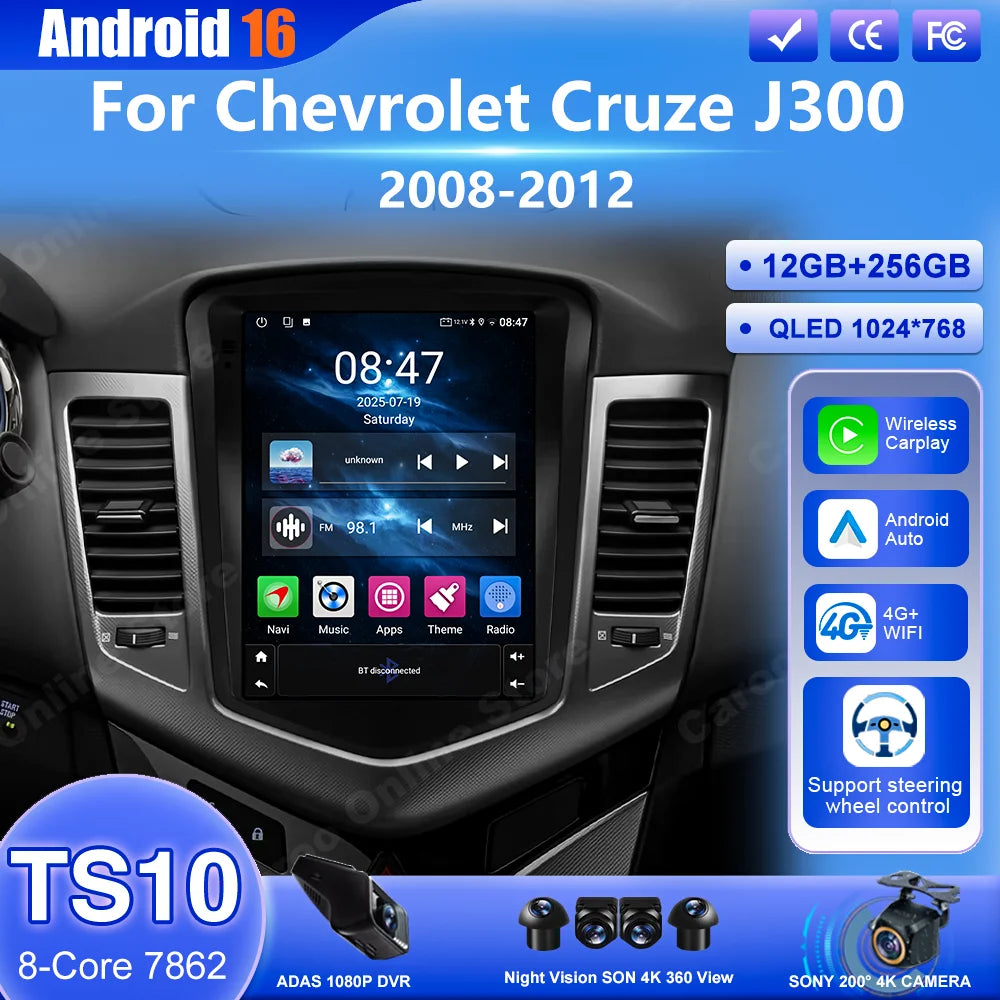 Android 16 Car Stereo for Chevy Cruze (2008-2012)