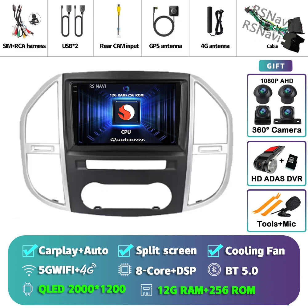 9" CarPlay Android Auto GPS Stereo for Mercedes Vito W447 - image 12