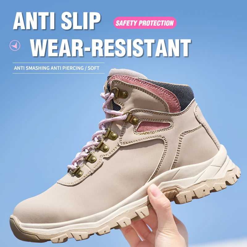 Steel Toe Safety Shoes Women Anti-Puncture Anti-Smash Non Slip Industrial Work Boots, Lightweight CE New Work Safety Shoes
