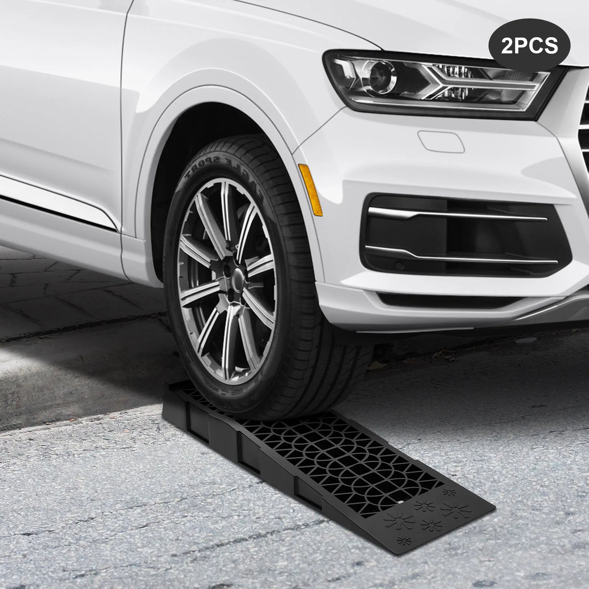 2Pcs Heavy Duty Car Ramps 3T Load Capacity Pair Vehicle Lifting Ramps Plastic Portable Loading Access Ramps Lift