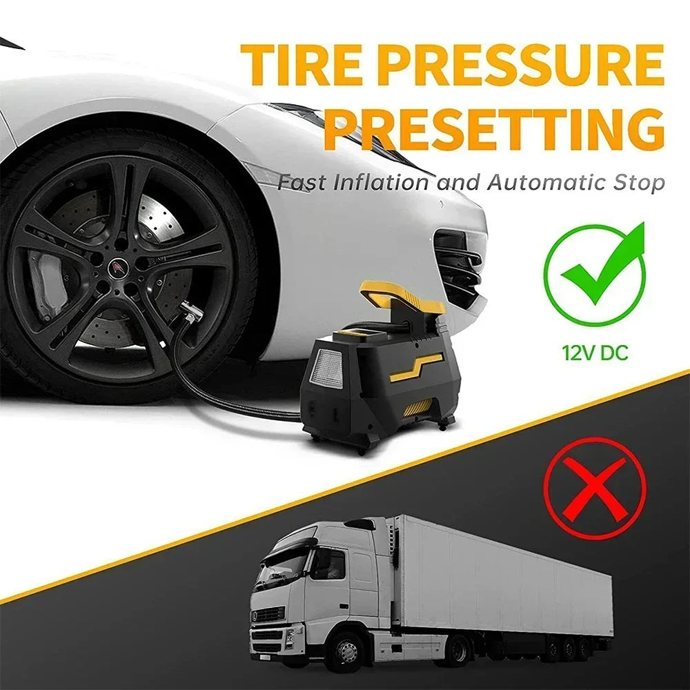 2-in-1 AC 110V/DC 12V Portable Tire Inflator Air Compressor