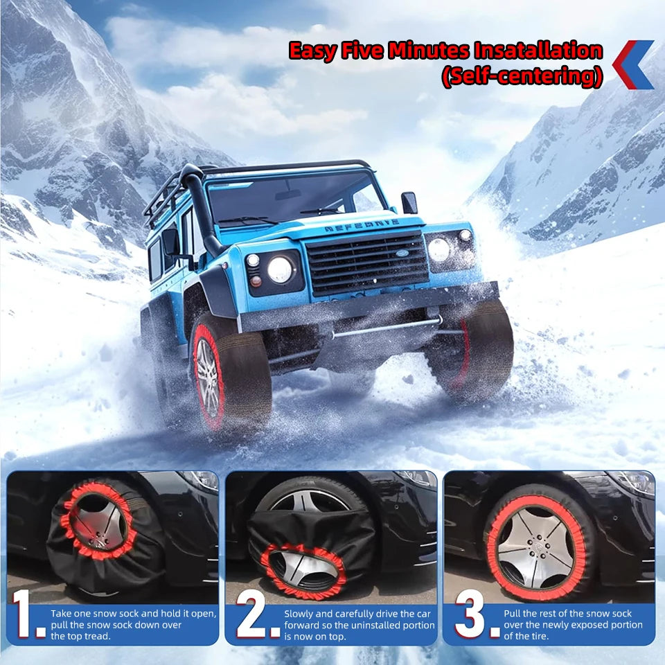 Emergency Tire Chain Snow Socks Winter Anti-skid Chains Car Wheel Snow Chains Safety Car Accessory for Car/SUV/Sports Car Tire