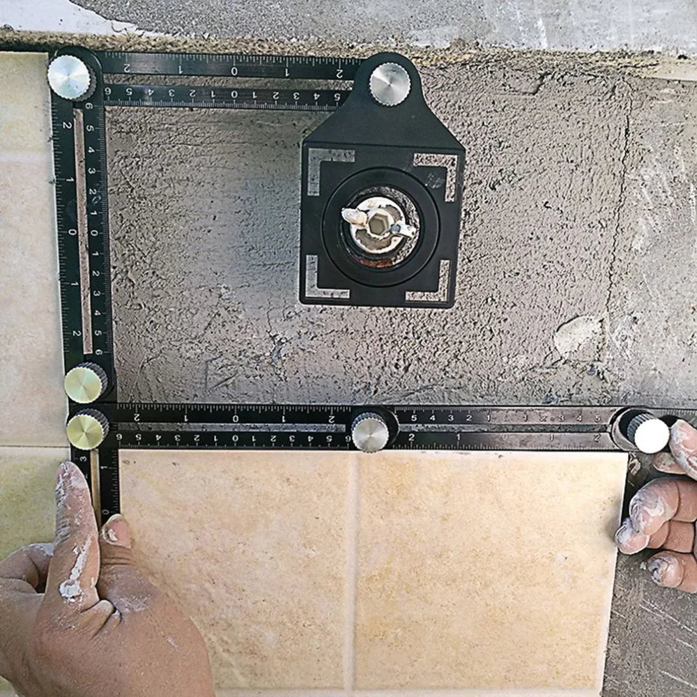 6 Fold Angle Measuring Ruler Aluminum Alloy Perforated Template Construction Tool for Tile Hole Drilling Guide