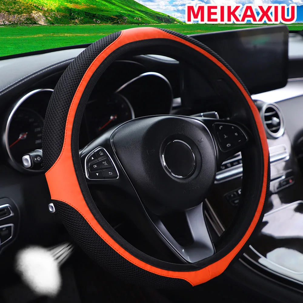 Breathable Mesh Stretch Steering Wheel Cover, 14.5-15 Inch