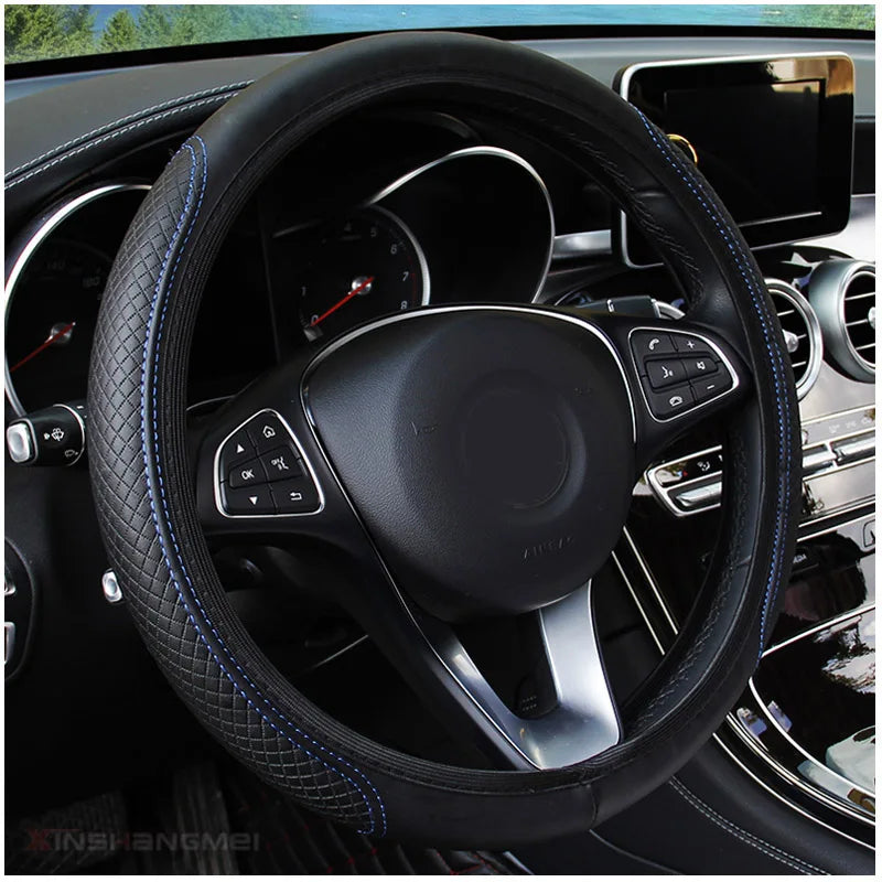 Universal Non-Slip Embossed Steering Wheel Cover, 37-38cm
