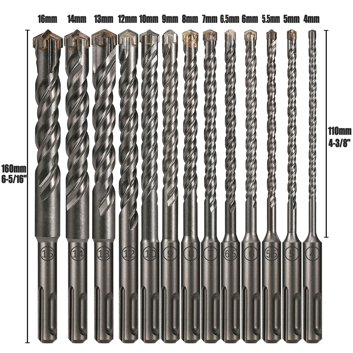 SDS Plus Masonry Hammer Drill Bit, 5-16mm x 160mm Cross Tip for Concrete