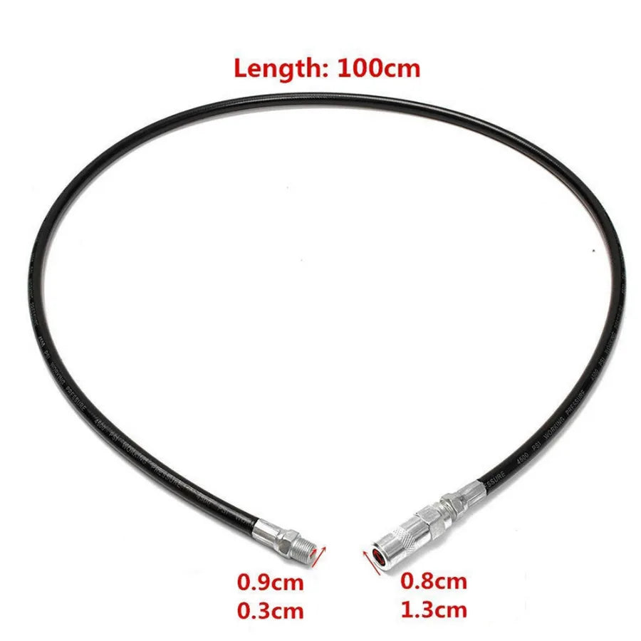 100cm Flexible Grease Gun Whip Hose 39inch Heavy Duty High Pressure Long Extension Grease Gun Hoses