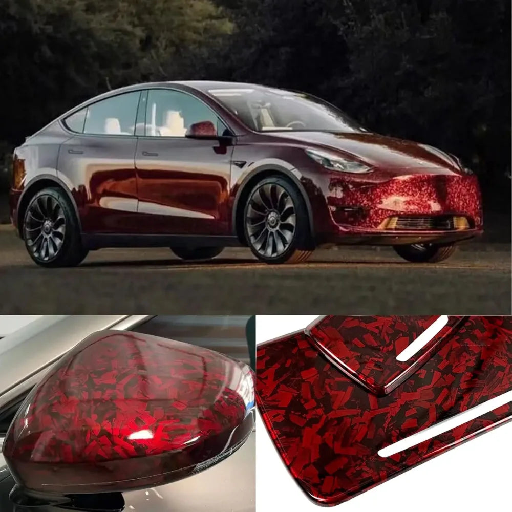 Red Forged Carbon Vinyl Wrap Film for Car, Motorcycle and Bicycle - view 3