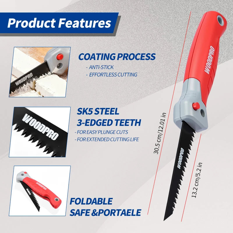 12-Inch Folding Drywall Saw, Teflon Coated SK5 Steel Blade - image 4