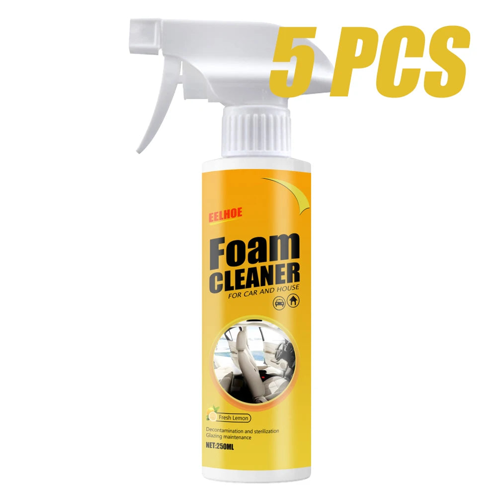 Multi-purpose foam cleaner spray for car interior and household surfaces