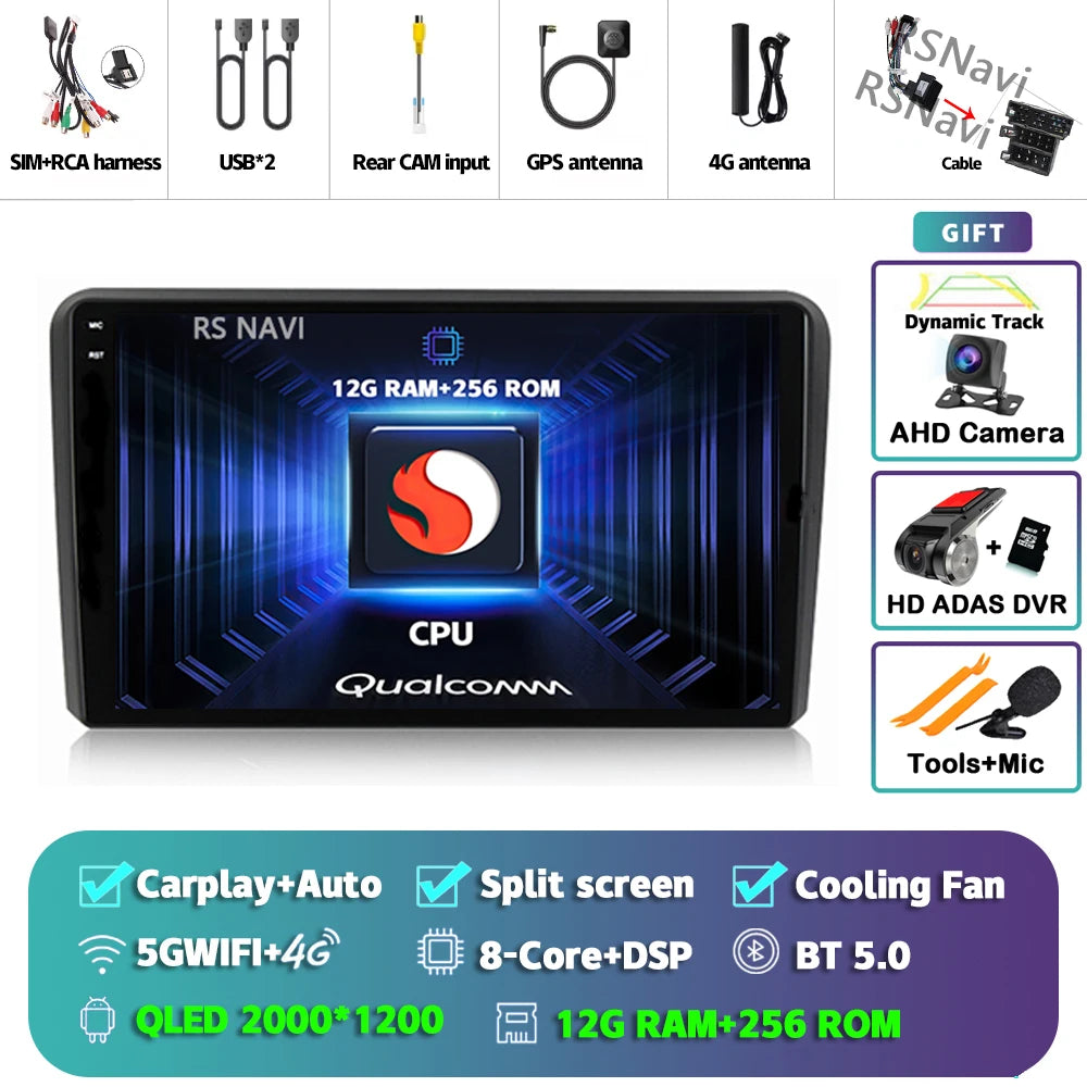 In-Dash Android Auto CarPlay GPS Navigation for Audi A3 2003-2013 - image 8