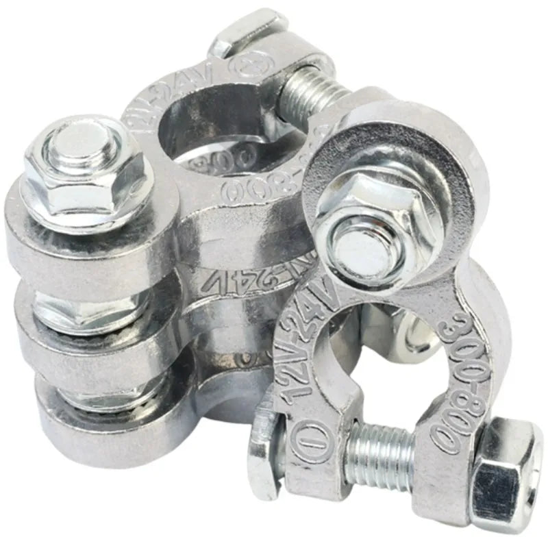 2pcs Battery Terminal Clamp Zinc Alloy Positive and Negative Pole Screw Connector