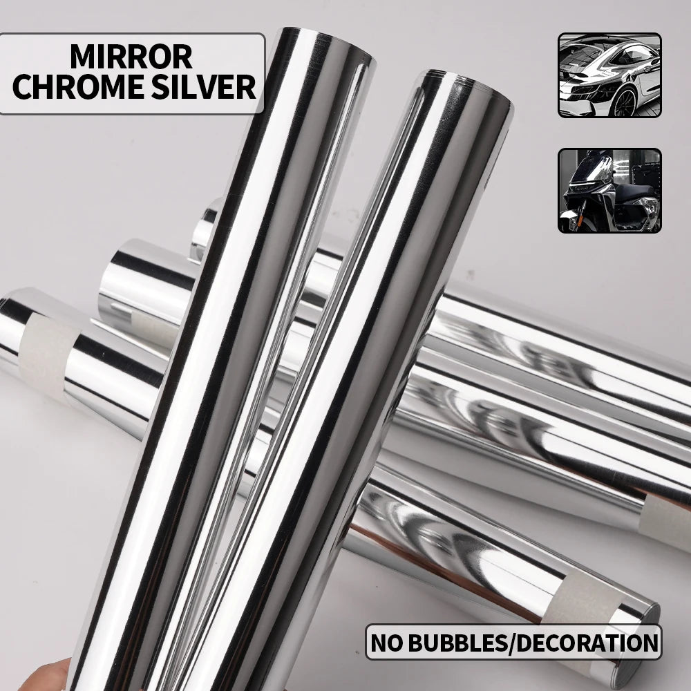 Chrome Silver Mirror Vinyl Wrap Roll - Air Release PVC Film for Car